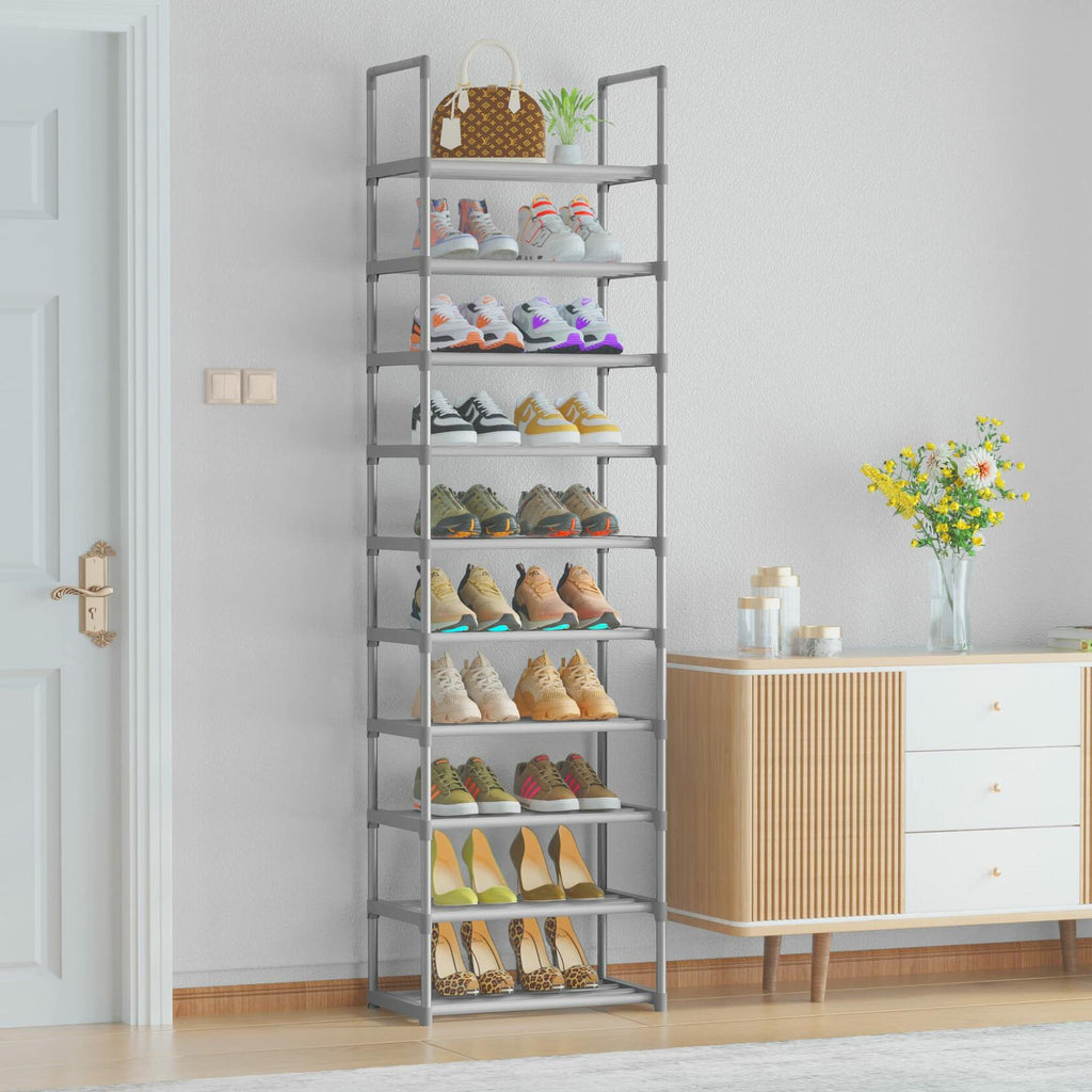 OYREL 10-Tier Metal Shoe Rack, Narrow Shoe Rack Organizer, Sturdy Shoe Shelf for