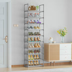 OYREL 10-Tier Metal Shoe Rack, Narrow Shoe Rack Organizer, Sturdy Shoe Shelf for