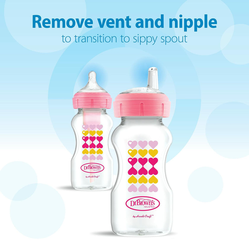 Dr. Brown’s Anti-Colic Options+ Wide-Neck Sippy Bottle Starter Kit, 9oz/270mL,