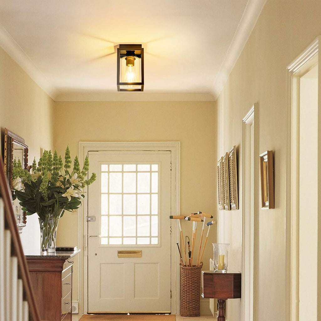 2 Pack Mayful Flush Mount Ceiling Light Fixture with Clear Glass Shade,
