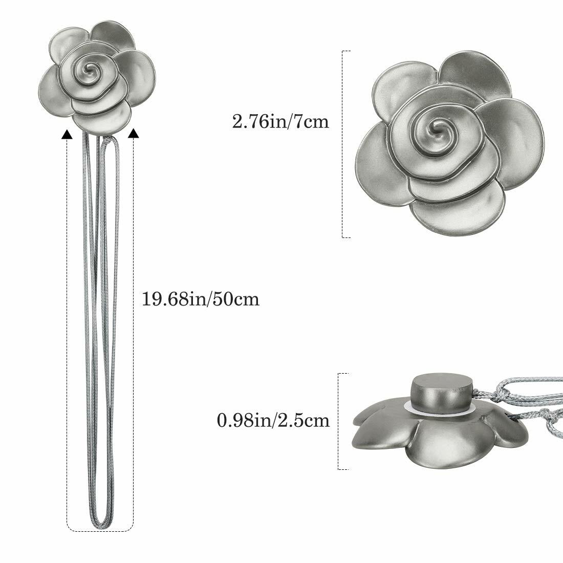 Lewondr Curtain Tie Magnetic, Vintage Resin Flower Curtain Holdback with Rope