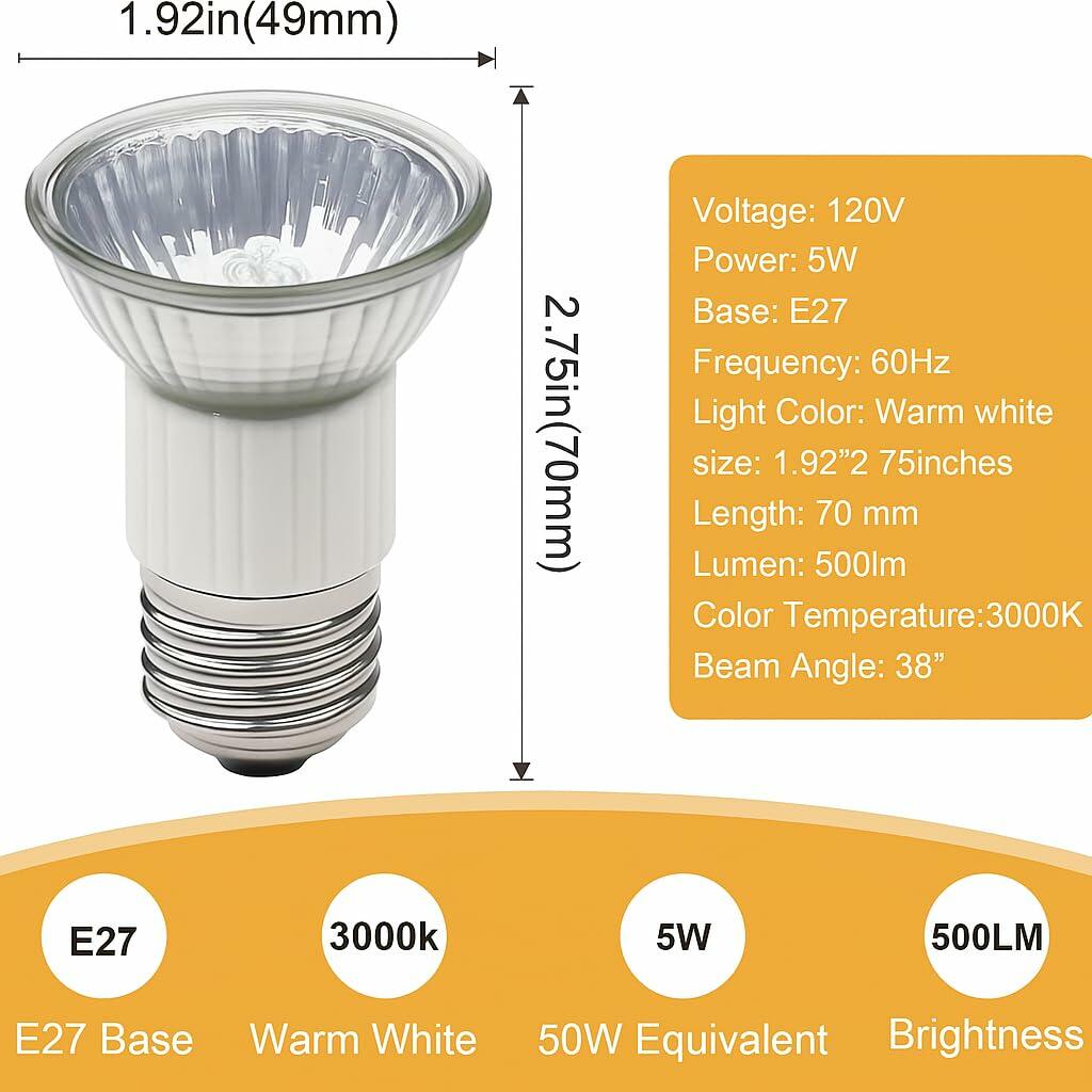 Pack of 2 CCTP Range Hood Appliance Bulbs E27 Lighting Z0B0011 50W Bulbs for