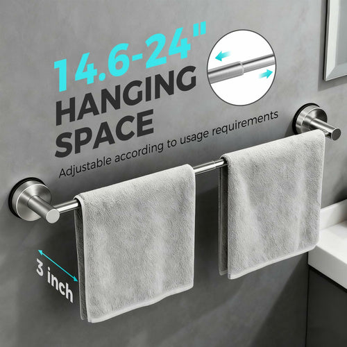 Adjustable Suction Cup Towel Bar for Bathroom Wall,14.6Inch~24 Inch Towel Racks