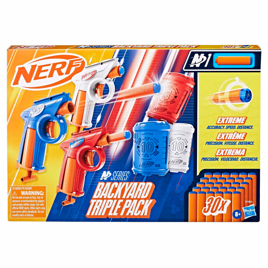 Nerf N Series Backyard Triple Pack Includes 3 Flex Blasters, 3 Targets, 30 N1