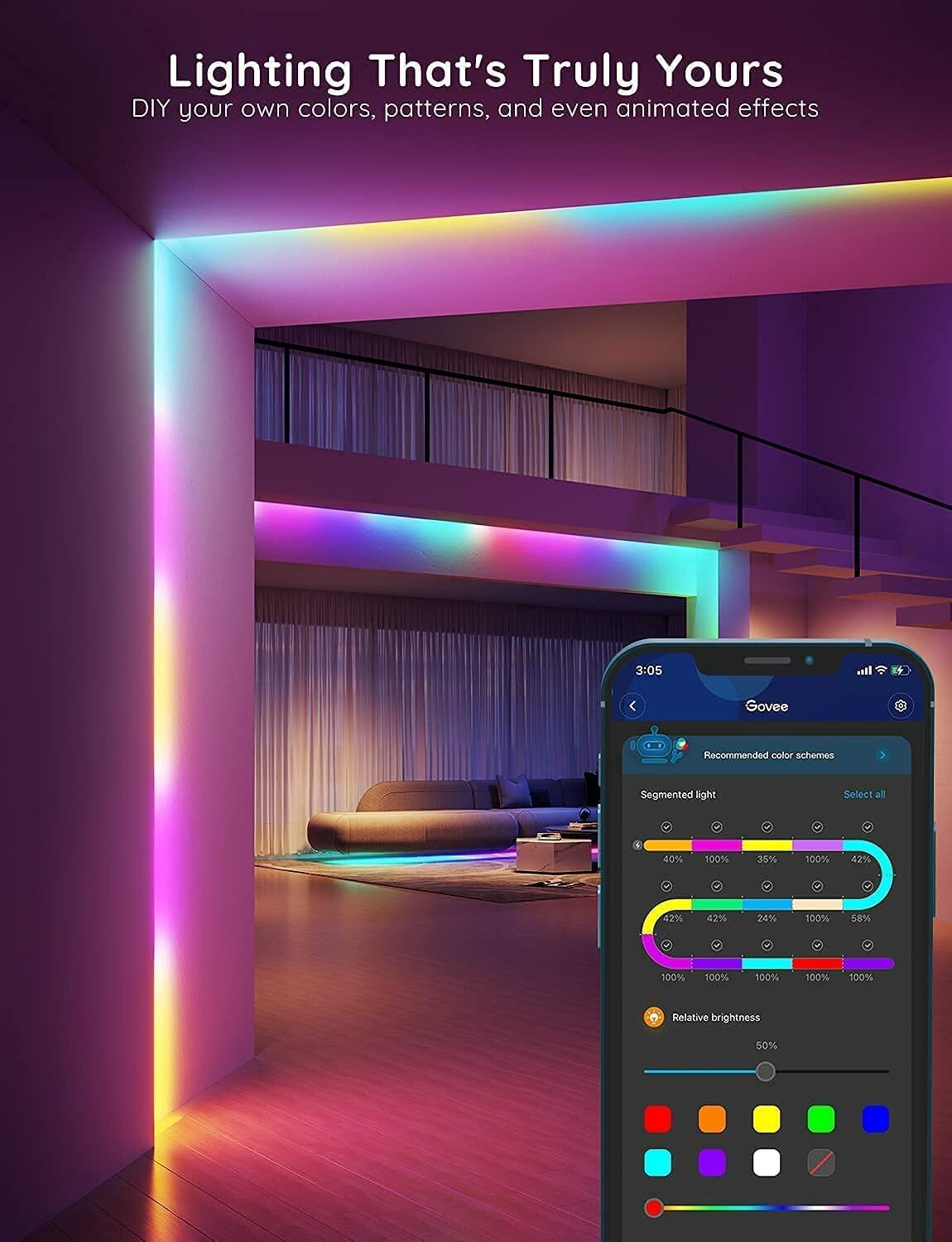 Govee RGBIC LED Strip Lights, Smart LED Lights for Bedroom, Bluetooth LED Lights