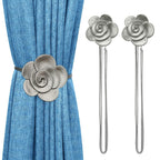 Lewondr Curtain Tie Magnetic, Vintage Resin Flower Curtain Holdback with Rope