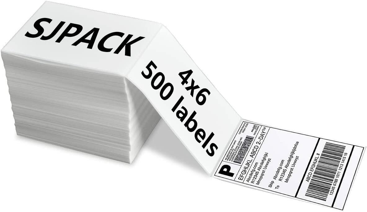 Pack of 500 SJPACK 4x6 Thermal Labels, Shipping Labels with Perforated Line,