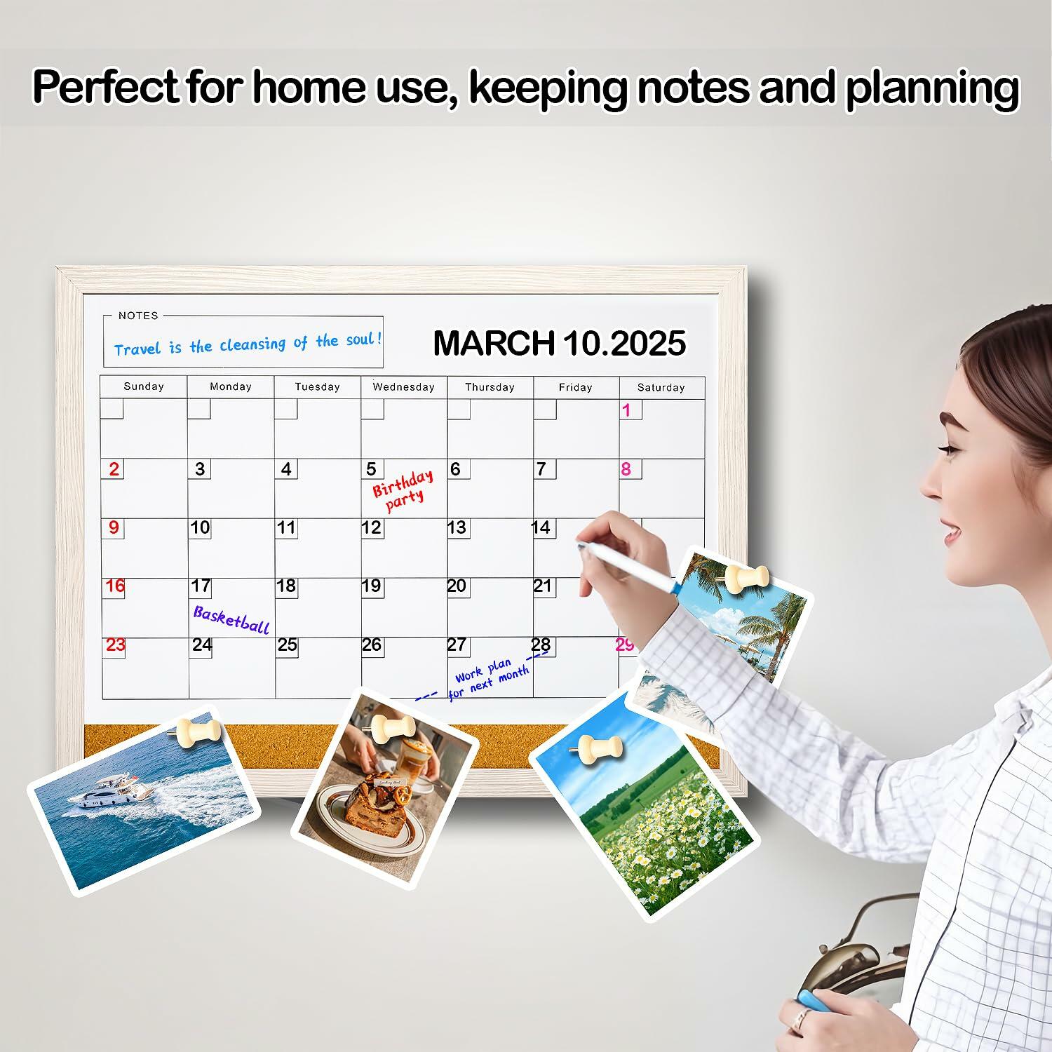 Dry Erase Calendar Whiteboard for Wall - 17x13 Inch Magnetic Whiteboard,