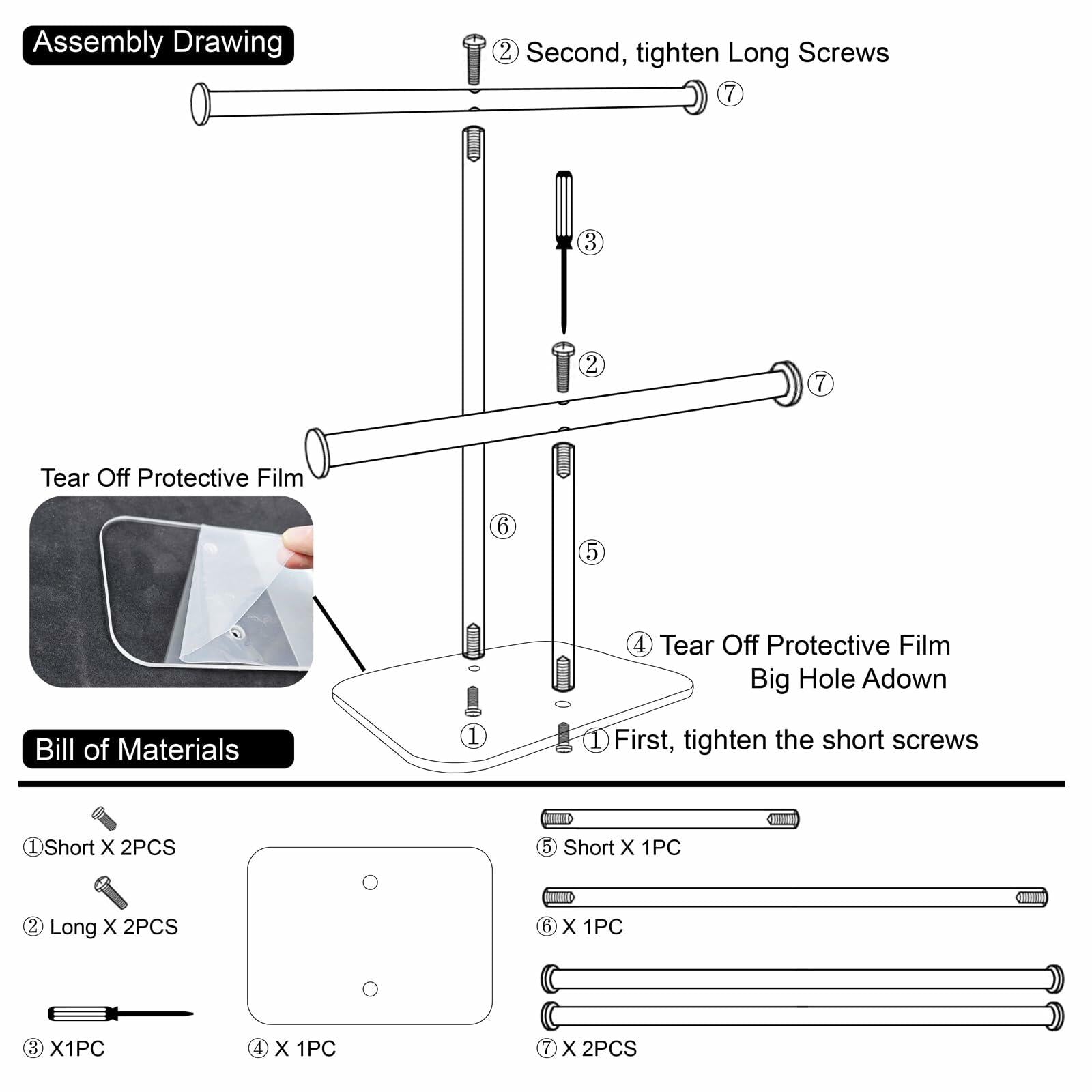 lengnoyp Premium Jewelry Stand , Solid Clear 2-Tier Acrylic Jewelry Organizer