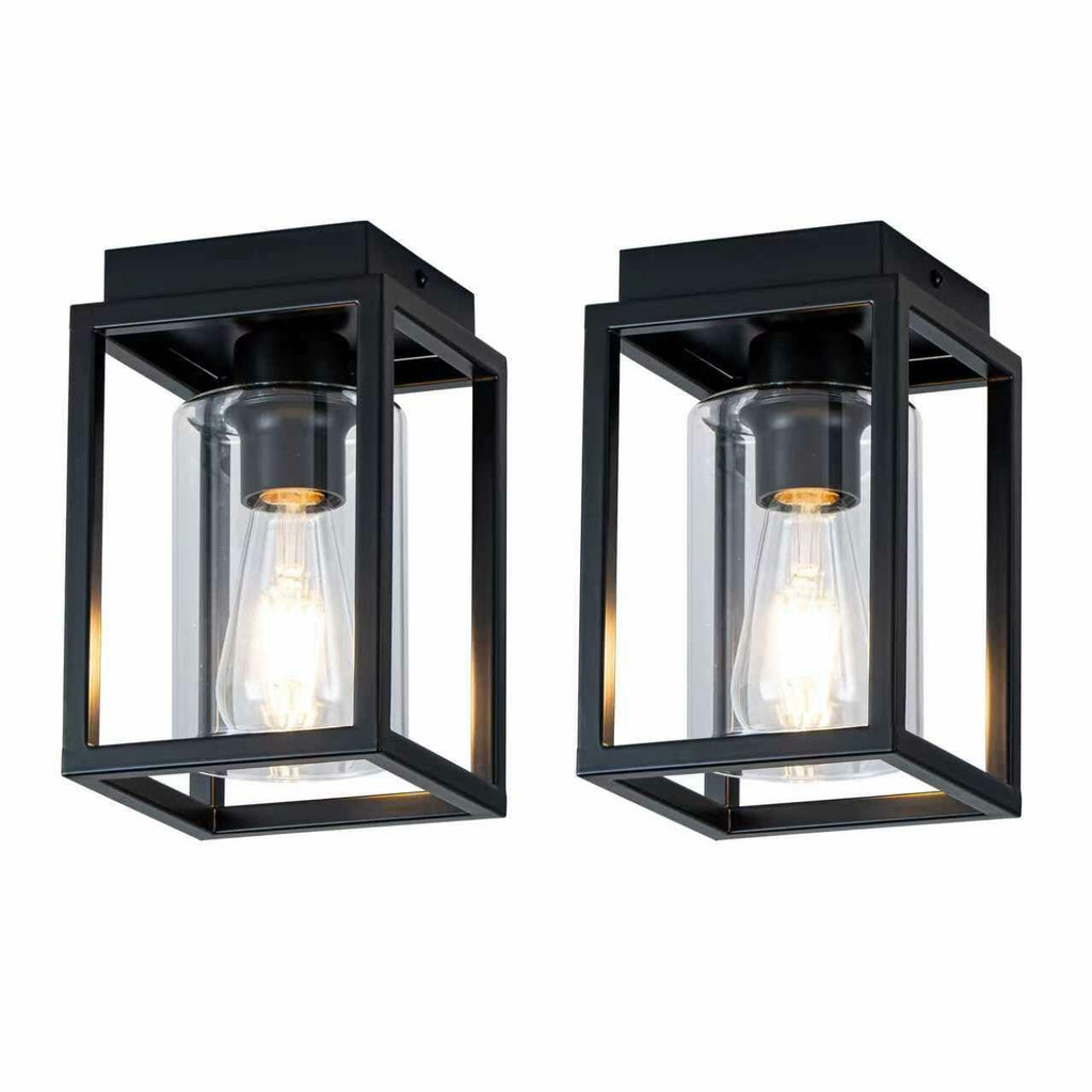 2 Pack Mayful Flush Mount Ceiling Light Fixture with Clear Glass Shade,