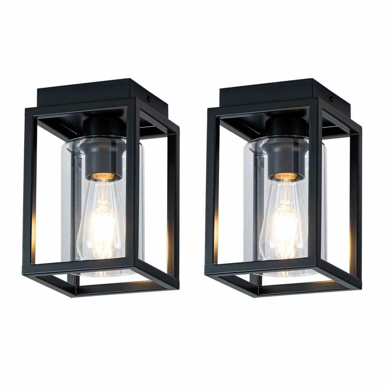 2 Pack Mayful Flush Mount Ceiling Light Fixture with Clear Glass Shade,