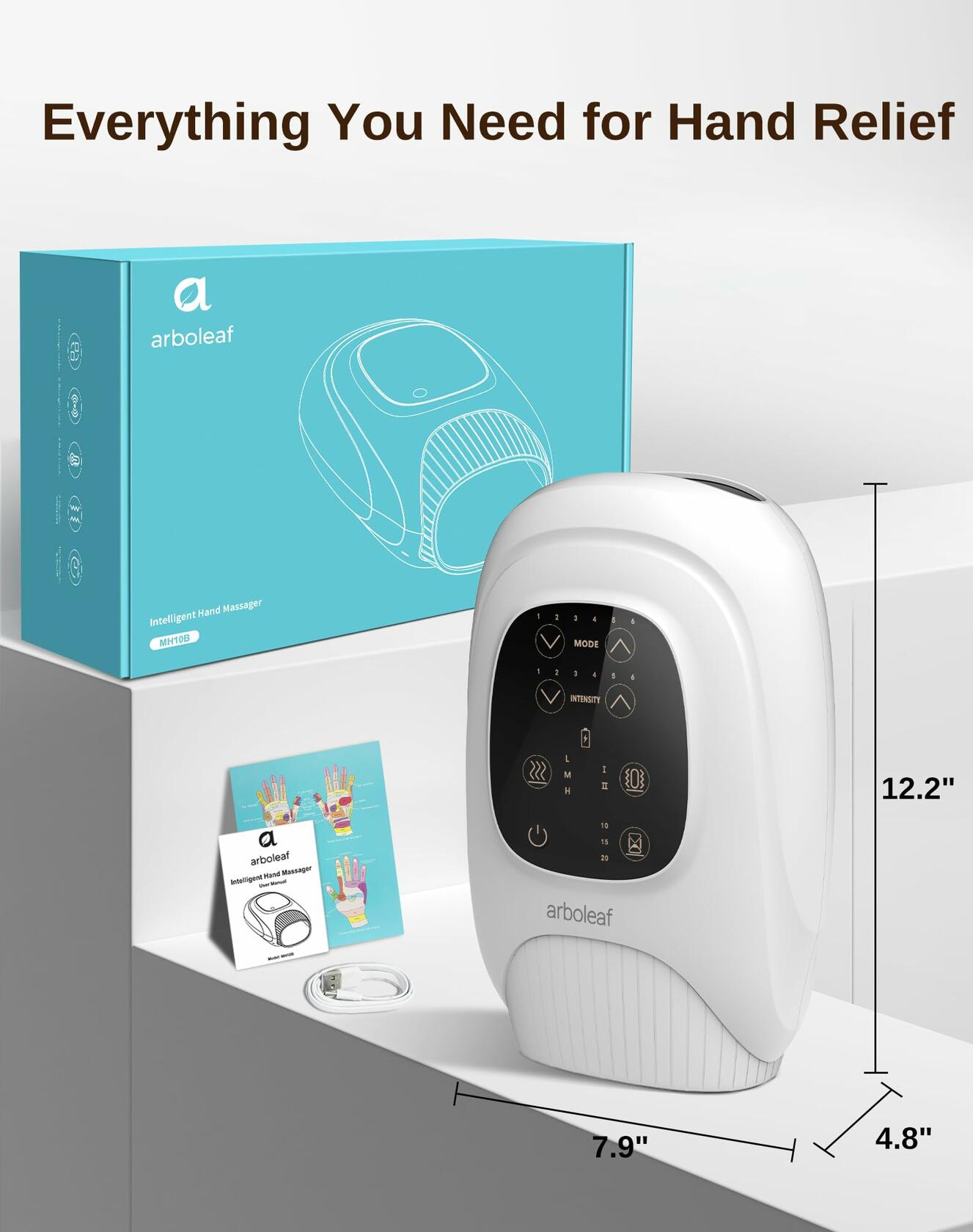 arboleaf Hand Massager with Heat and Compression, for Women Men Mom Dad, 6 Modes