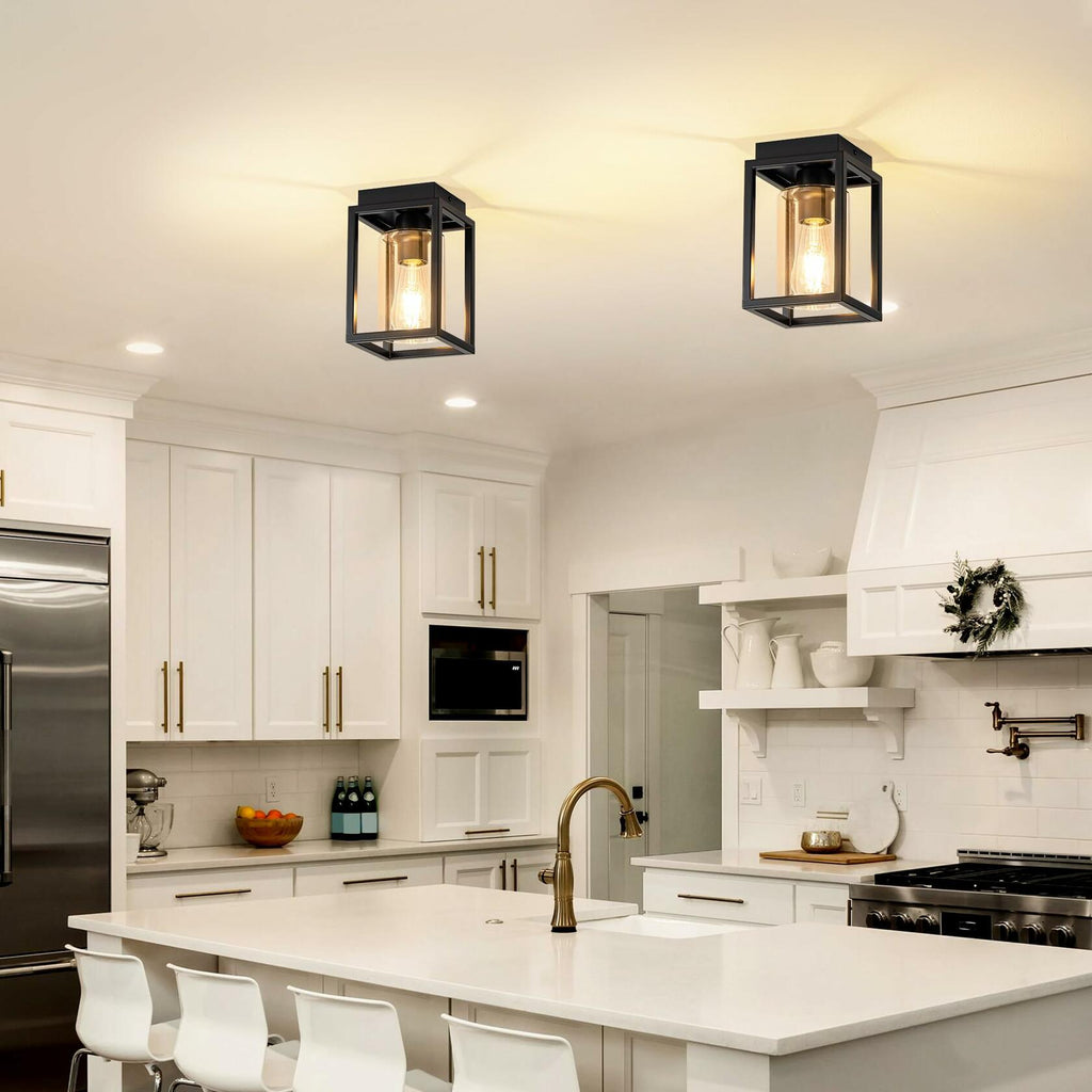 2 Pack Mayful Flush Mount Ceiling Light Fixture with Clear Glass Shade,