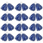 Hooshing 24PCS Pom Poms Cheerleading Blue and Silver Metallic Cheer Pom Poms