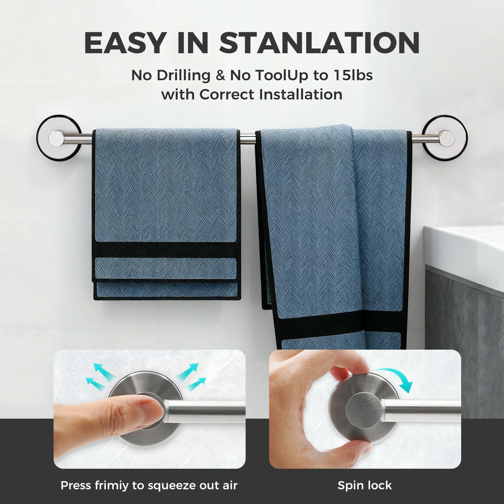Adjustable Suction Cup Towel Bar for Bathroom Wall,14.6Inch~24 Inch Towel Racks