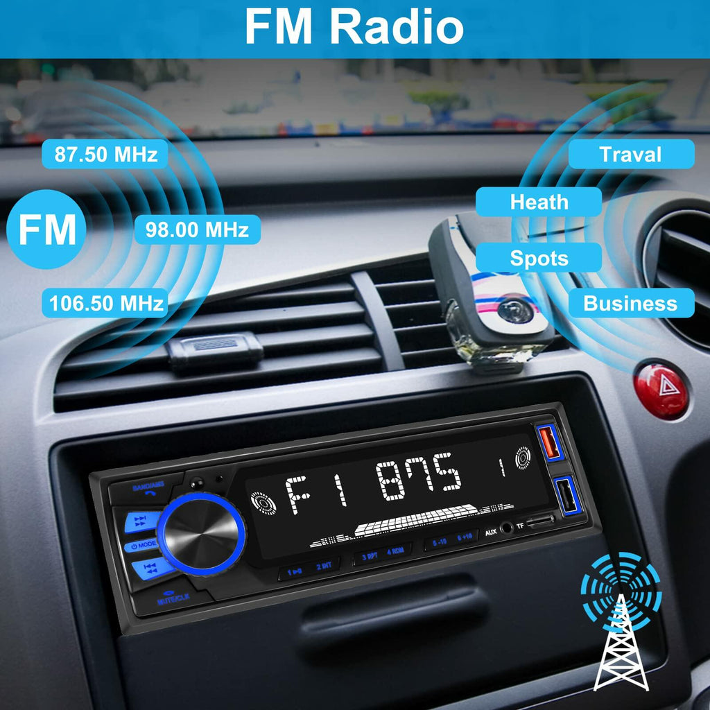 Car Radio Bluetooth Single DIN Car Stereo Audio, Car Audio with Handsfree and