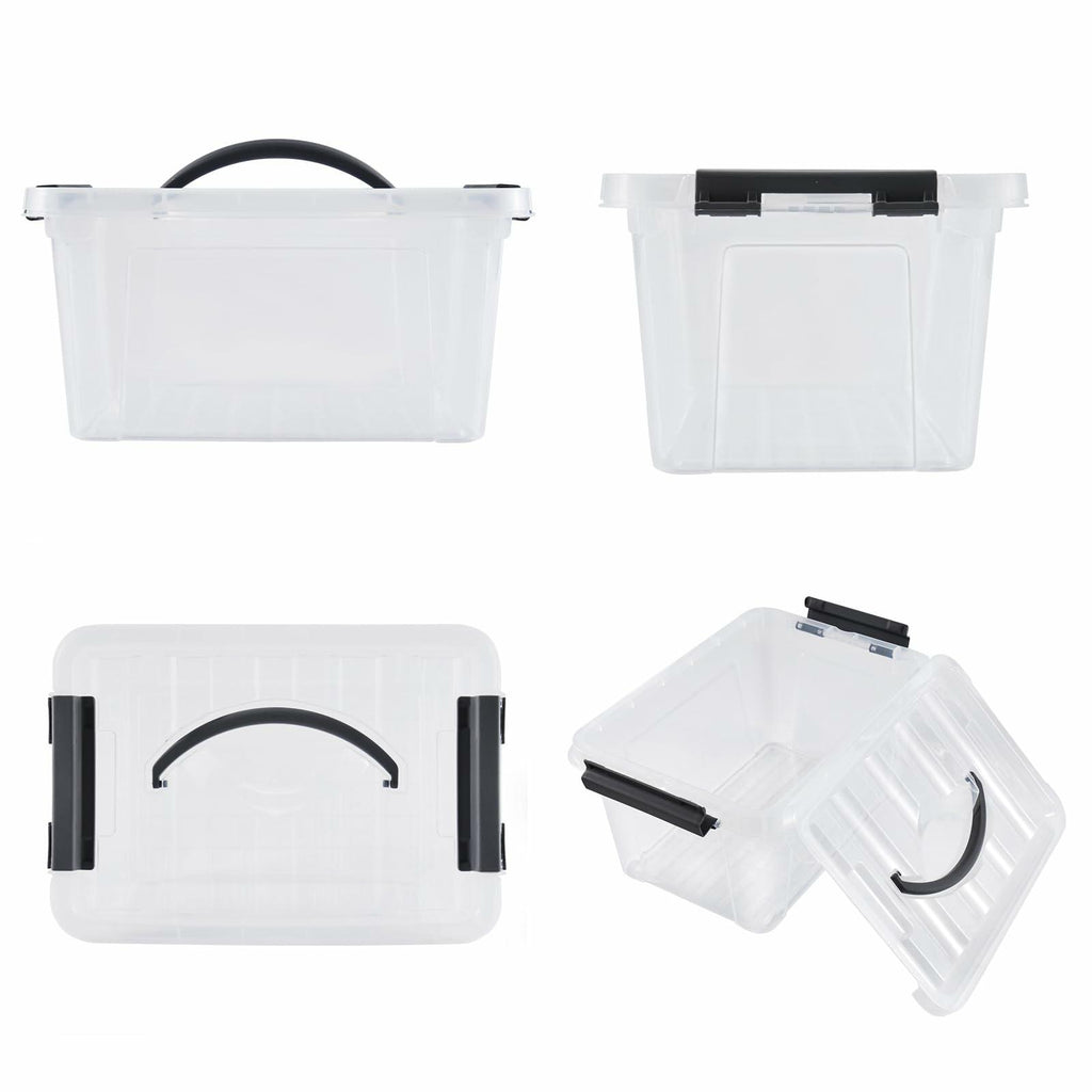 Eslite 6 Quart Plastic Stackable Storage Latch Bins,Clear Latching Box with