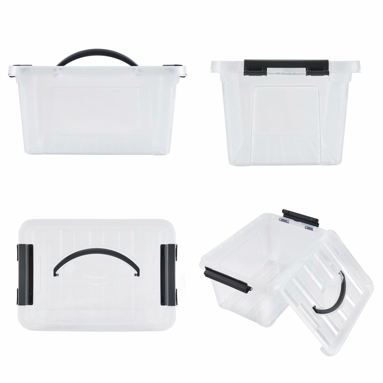 Eslite 6 Quart Plastic Stackable Storage Latch Bins,Clear Latching Box with