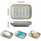 Miamolo Soap Dish for Shower, Ceramic Soap Dish Non-Slip Soap Holder Bar Saver