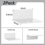 2 Pack Sezanrpt 6 Inches Acrylic Small Wall Shelves, Floating Shelf for Wall