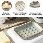 Miamolo Soap Dish for Shower, Ceramic Soap Dish Non-Slip Soap Holder Bar Saver
