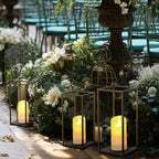 2 Pack Eufrozy Lanterns Decorative Indoor Black Metal Lantern Candle Holder,