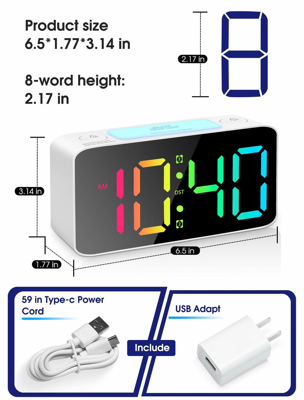 Cadmos Super Loud Alarm Clock for Heavy Sleepers Adults,Digital Clock with 7