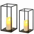 2 Pack Eufrozy Lanterns Decorative Indoor Black Metal Lantern Candle Holder,