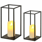 2 Pack Eufrozy Lanterns Decorative Indoor Black Metal Lantern Candle Holder,