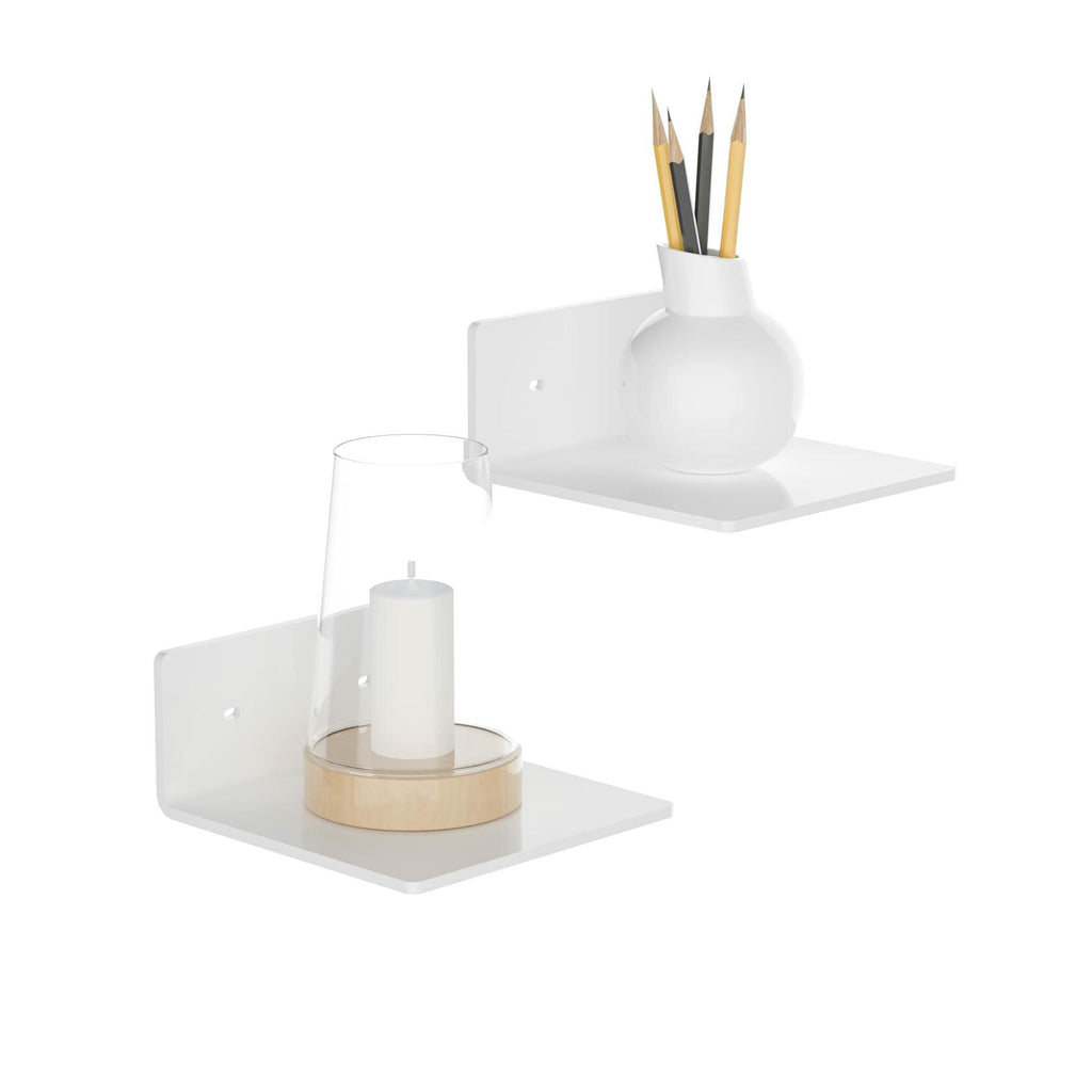 2 Pack Sezanrpt 6 Inches Acrylic Small Wall Shelves, Floating Shelf for Wall