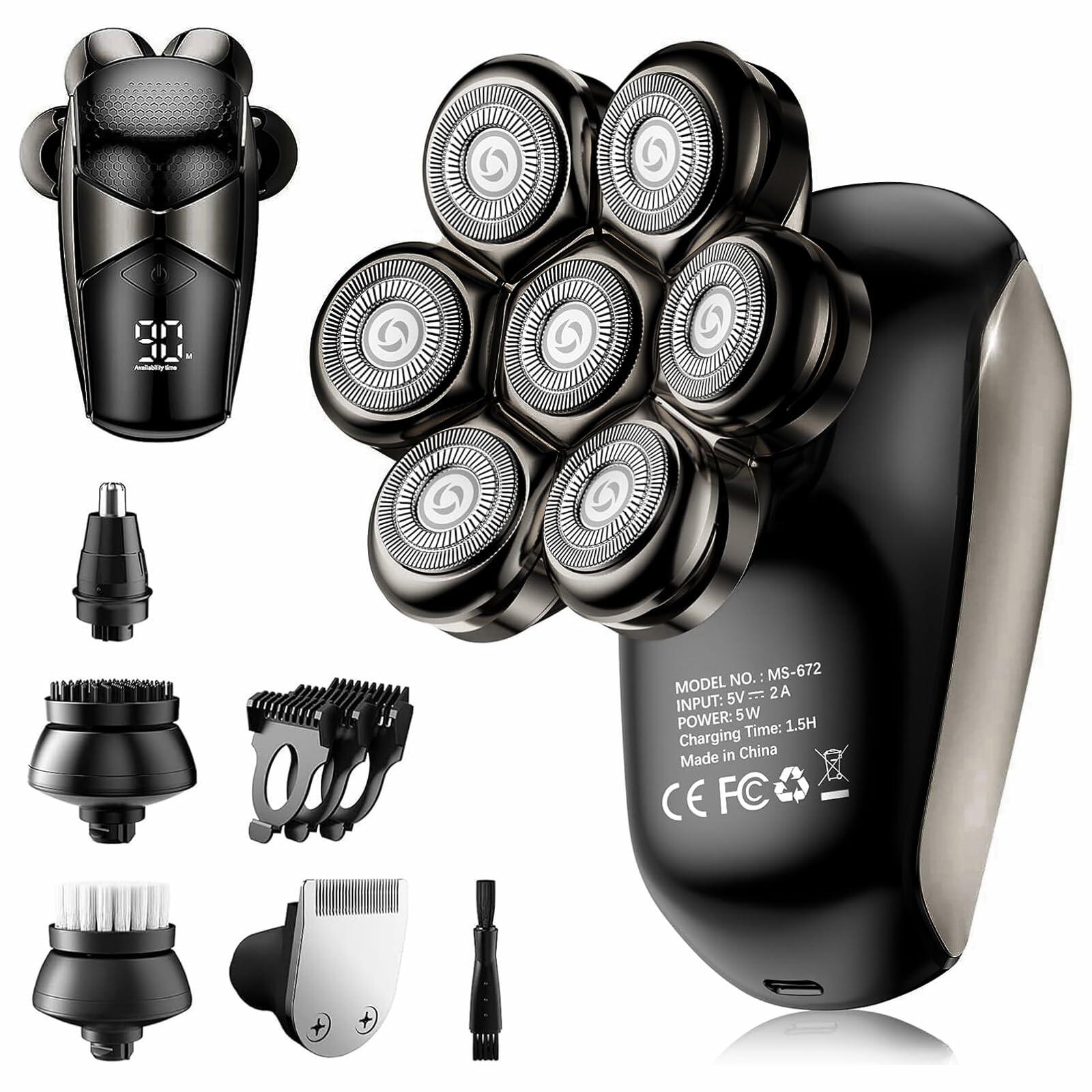 SHPAVVER Head Shavers for Bald Men: 5-in-1 Upgraded Electric Razor - IPX7