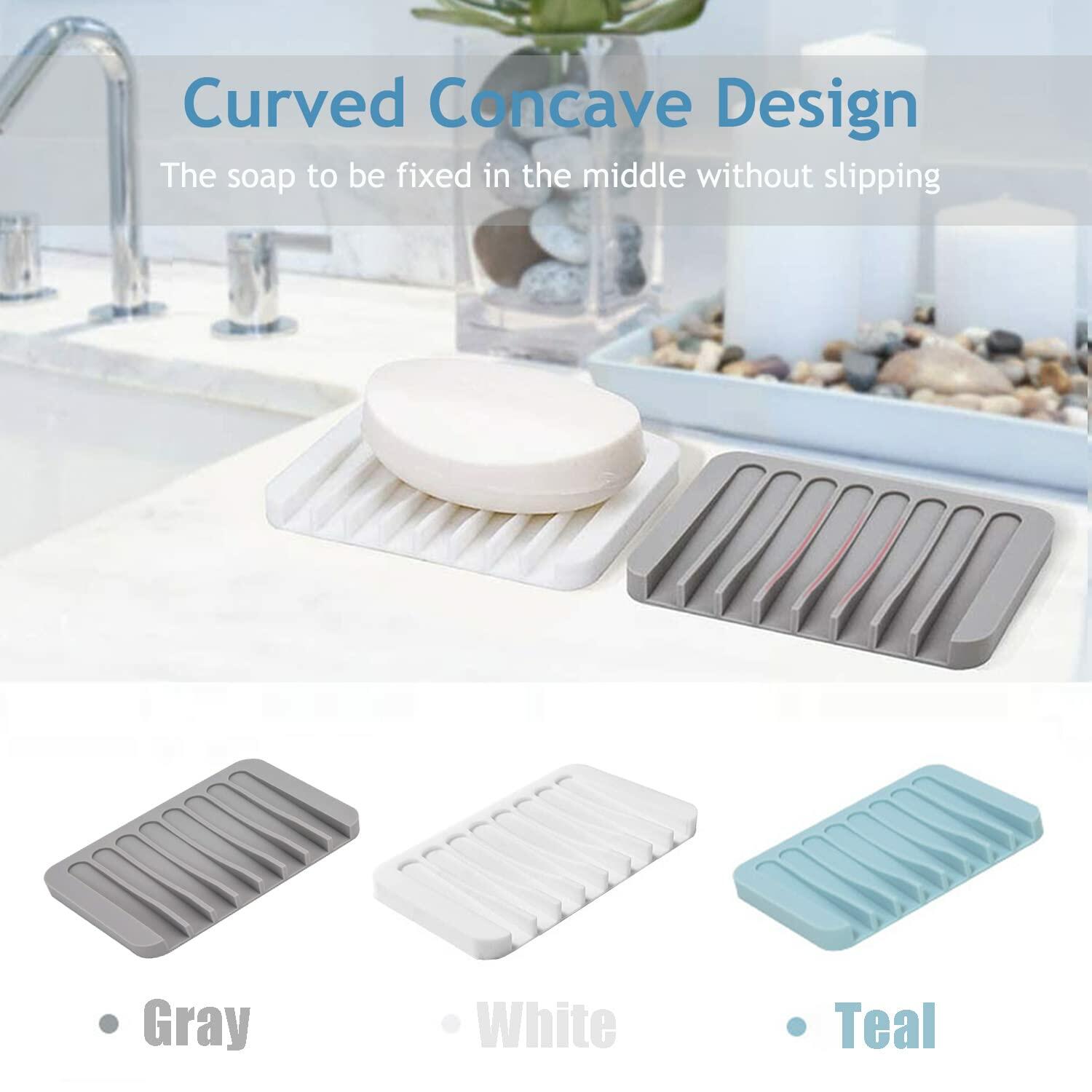 4PCS Premium Silicone Self-Draining Soap Holders, Waterfall Drainer Soap Savers