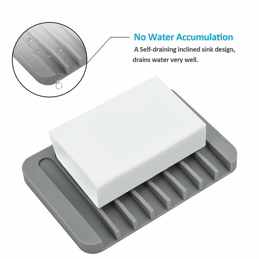 2PCS Mcyye Self Draining Soap Dishes, Premium Silicone Soap Holder & Saver for