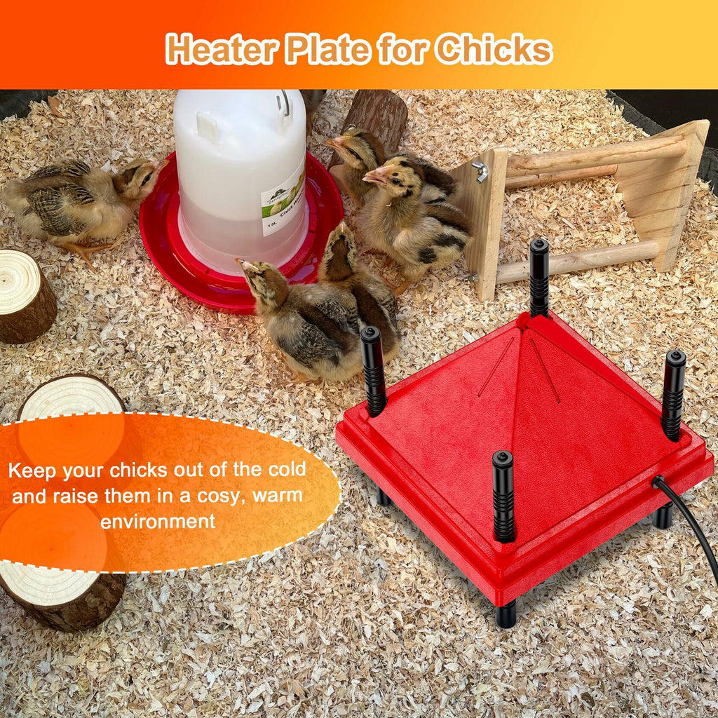 ZenxyHoC Brooder Plate for Chicks with Anti-Roost Cone, Chick Brooder Heater Red
