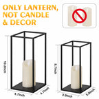 2 Pack Eufrozy Lanterns Decorative Indoor Black Metal Lantern Candle Holder,