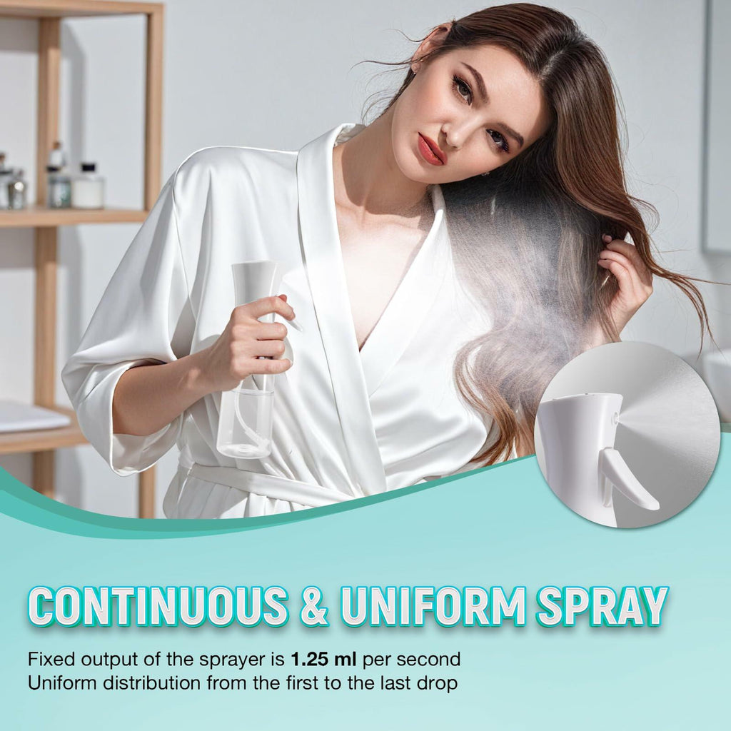 Rifrafs Fine Mist Spray bottles, Continuous Spray Bottle for Hair, Refillable