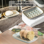 Miamolo Soap Dish for Shower, Ceramic Soap Dish Non-Slip Soap Holder Bar Saver
