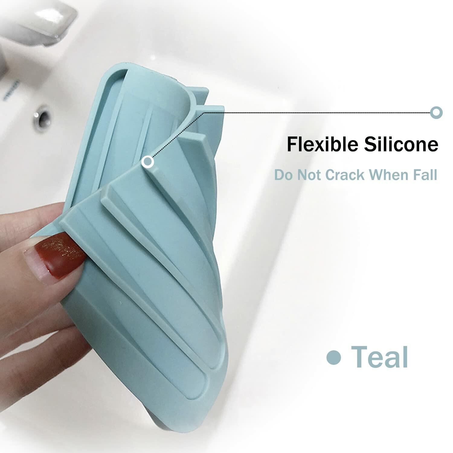 4PCS Premium Silicone Self-Draining Soap Holders, Waterfall Drainer Soap Savers