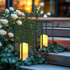 2 Pack Eufrozy Lanterns Decorative Indoor Black Metal Lantern Candle Holder,