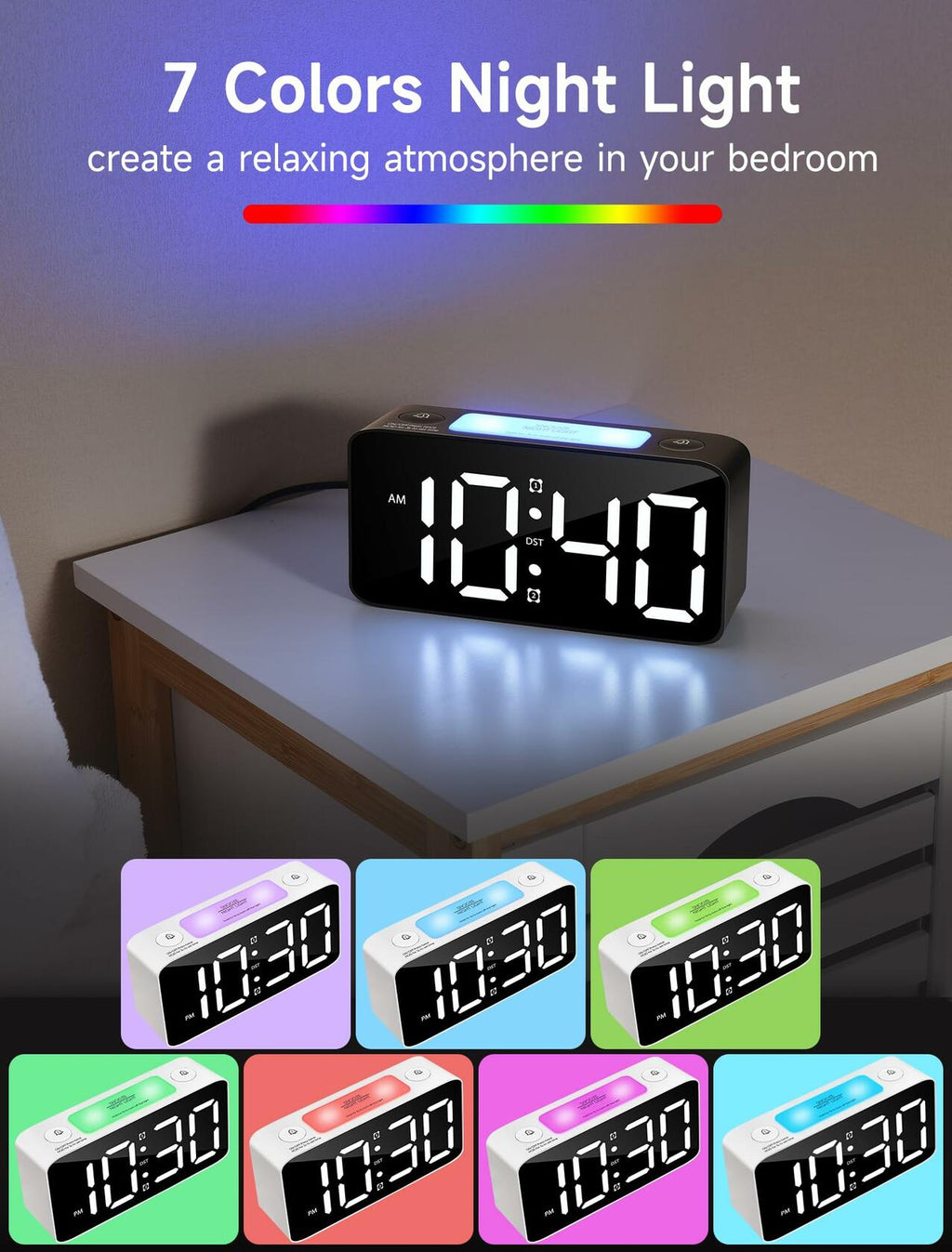 Cadmos Super Loud Alarm Clock for Heavy Sleepers Adults,Digital Clock with 7