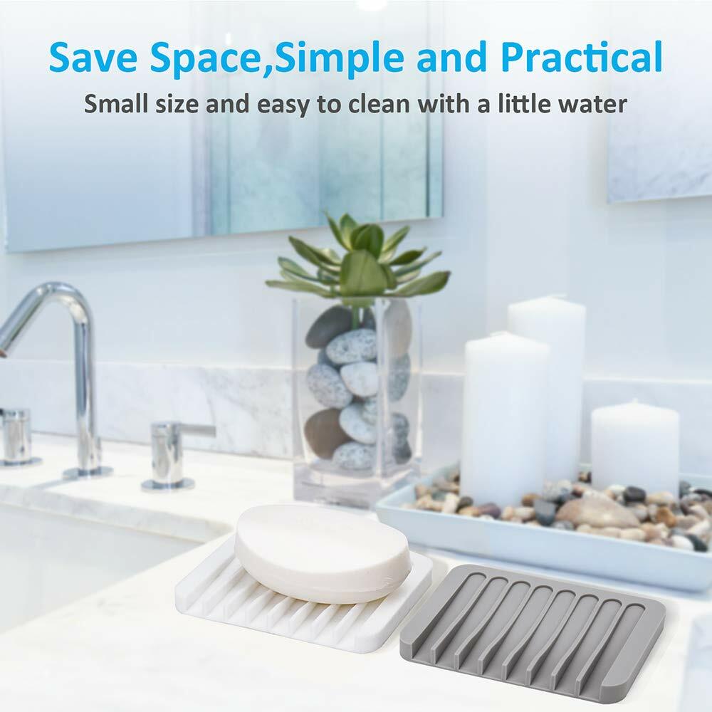 2PCS Mcyye Self Draining Soap Dishes, Premium Silicone Soap Holder & Saver for
