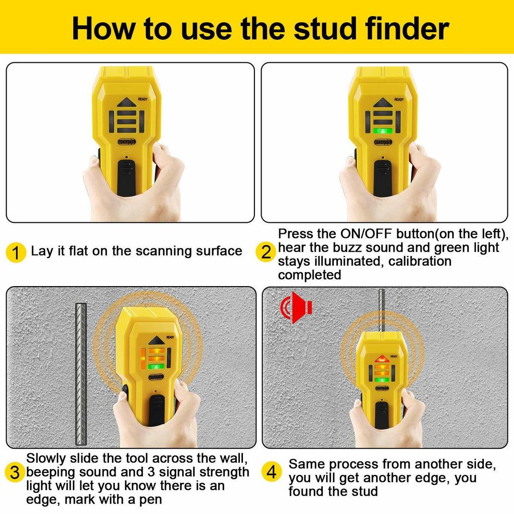 Stud Finder Wall Scanner Wood and Metal Detector Sensor for 3/4 inch Thickness