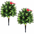 Set of 2 Artificial Christmas Urn Filler Topiary Tree with Cardinal Birds, Pine,