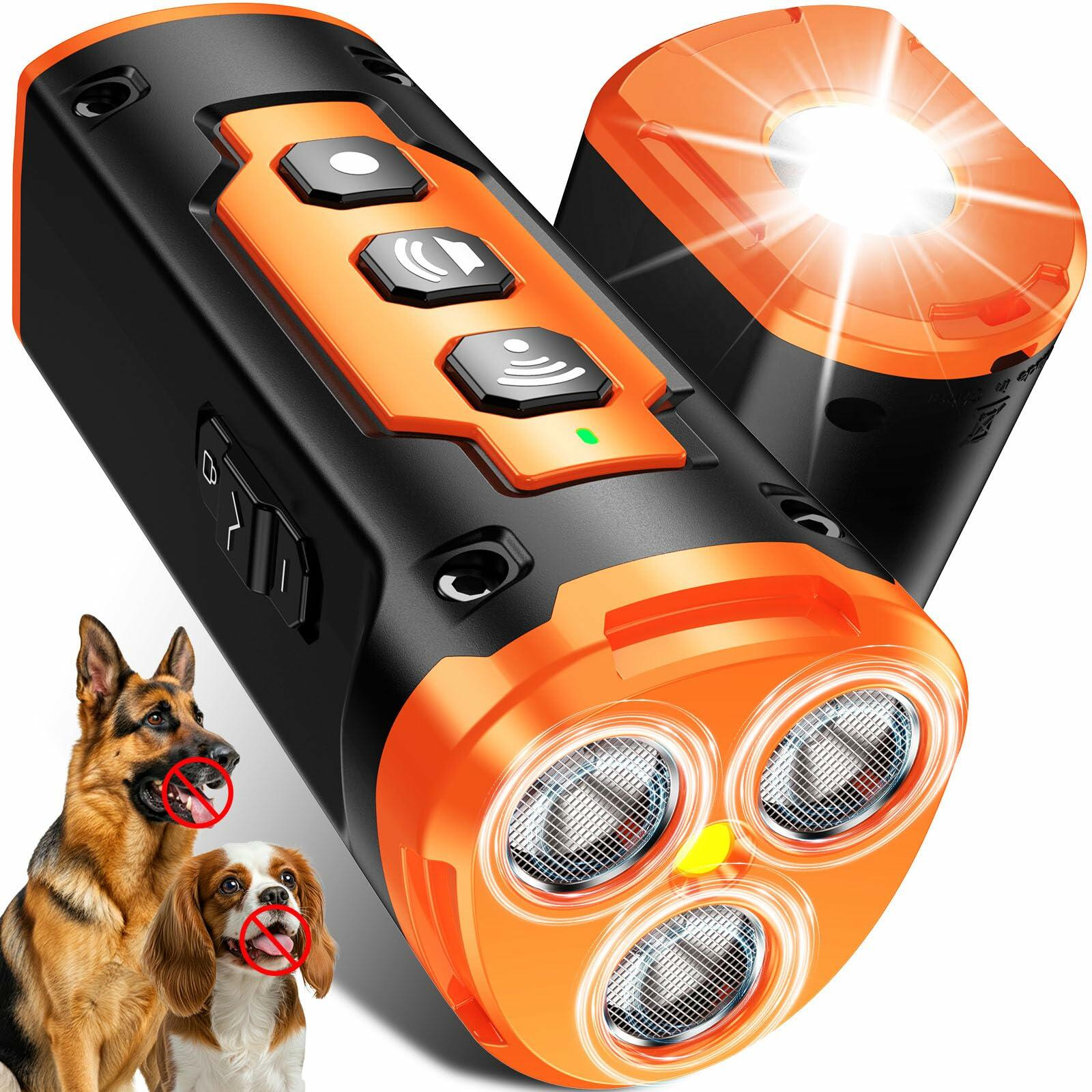 JTJTXL 1-Touch Dog Bark Deterrent Devices with 3 Sonic Heads, Portable 50ft