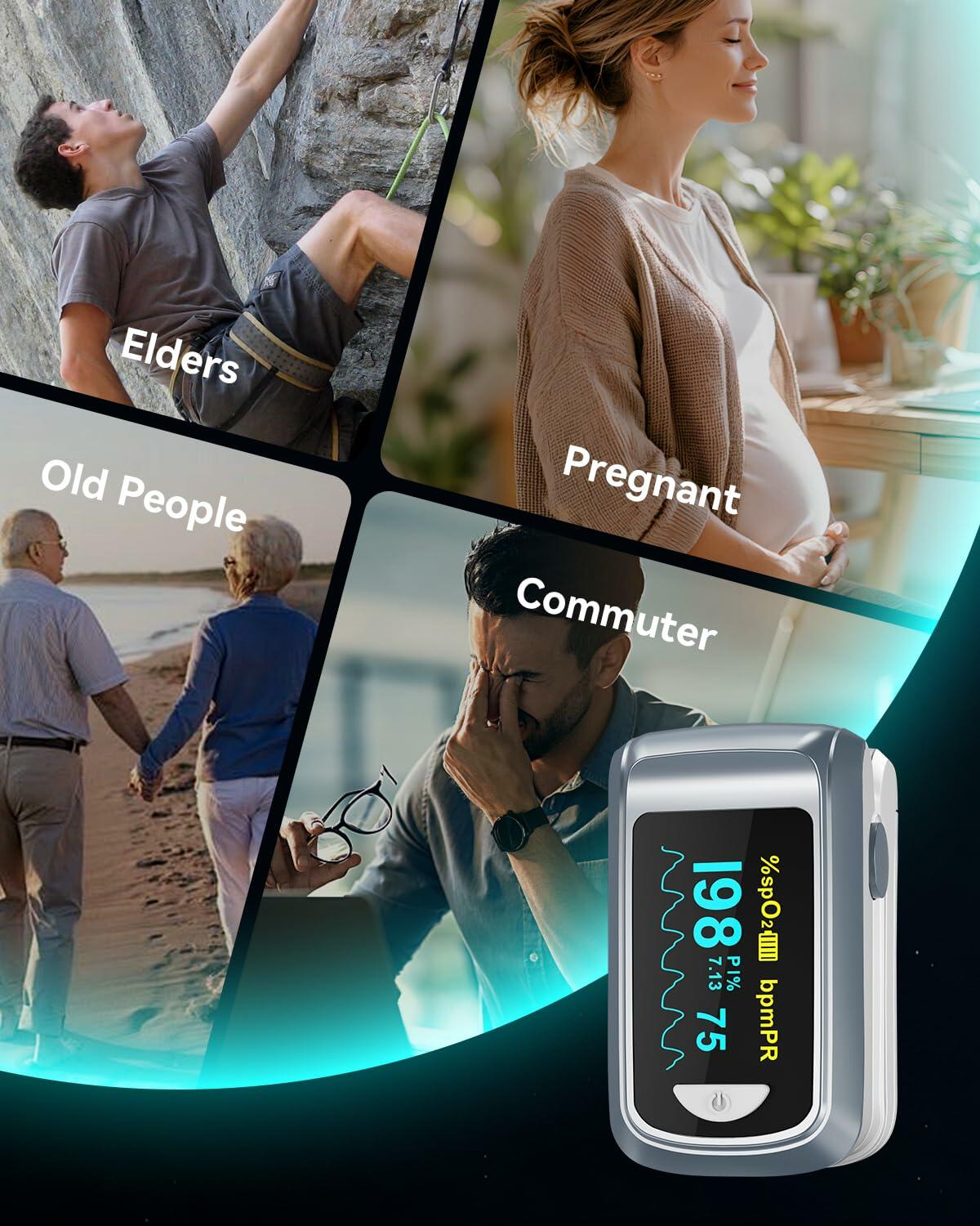 Fingertip Pulse Oximeter Blood Oxygen Saturation Monitor Pulse Ox, Heart Rate
