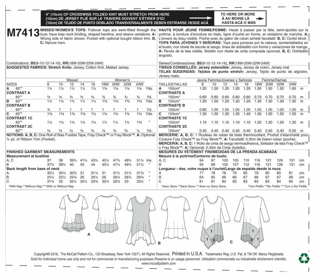 McCall Patterns Misses'/Women's Tops