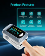 Fingertip Pulse Oximeter Blood Oxygen Saturation Monitor Pulse Ox, Heart Rate
