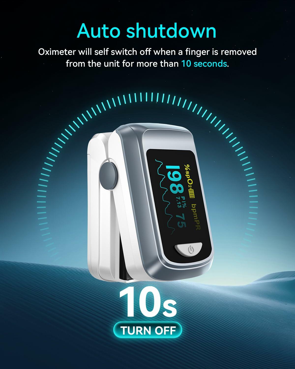 Fingertip Pulse Oximeter Blood Oxygen Saturation Monitor Pulse Ox, Heart Rate