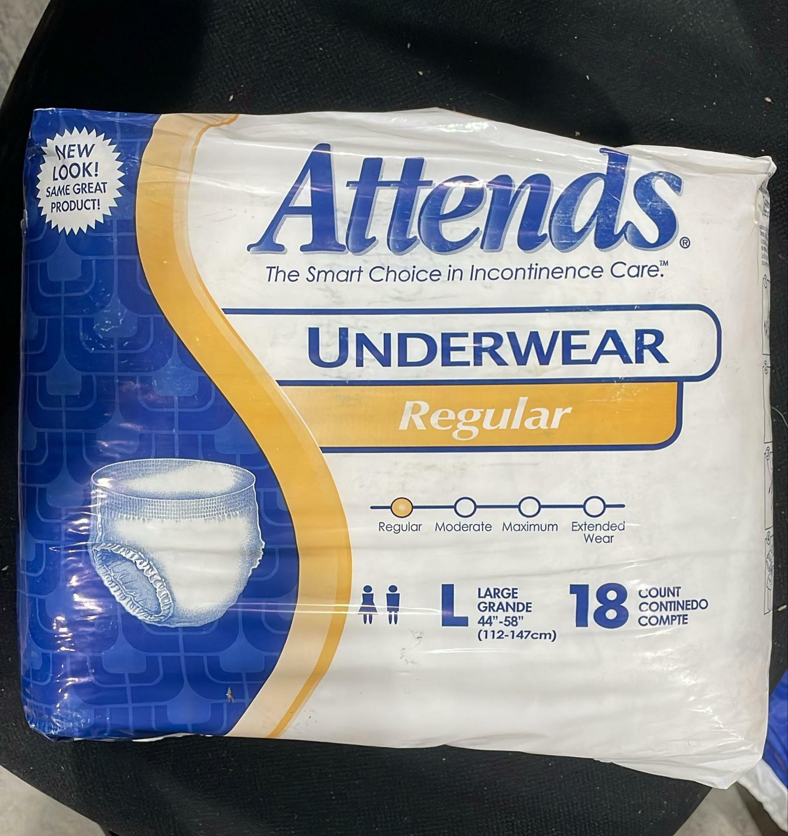Case of 36 Attends Regular Absorbency Underwear - APV30 Large, 2 Packs of 18