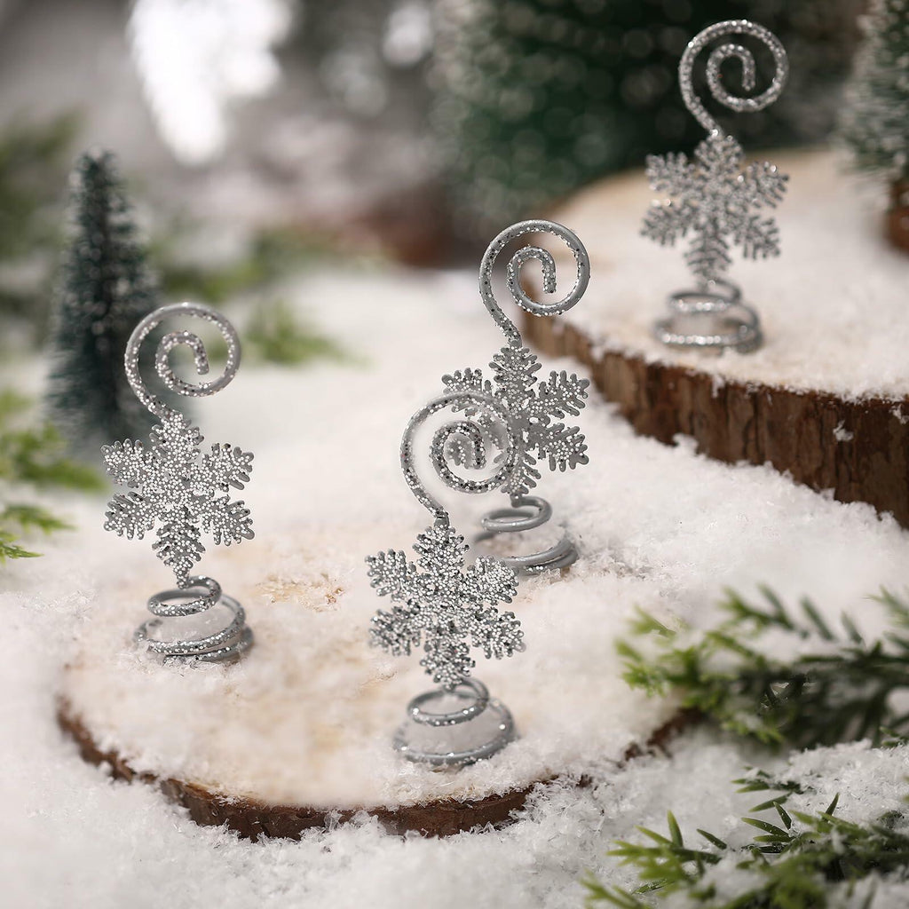 Rtteri 16 Pcs Christmas Picture Display 2 Inch Snowflake Christmas Place Card